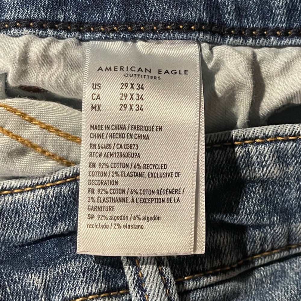 American Eagle Mens 29x34 Blue Jeans AirFlex Straight Leg 07/23 834945048 - Picture 7 of 8